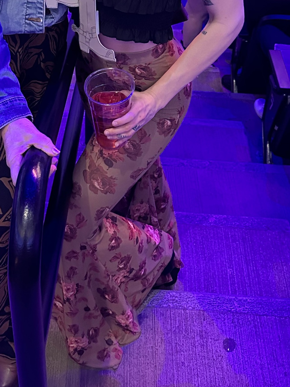 Floral Overlay Pants in Rose Pink and Taupe - Picture 10 of 11